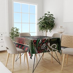 Ngai Tuhoe Aotearoa Meri Kirihimete Tablecloth Maori Kiwi Bird Silver Fern Koru Pattern