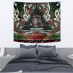 Ngai Tuhoe Aotearoa Meri Kirihimete Tapestry Maori Kiwi Bird Silver Fern Koru Pattern