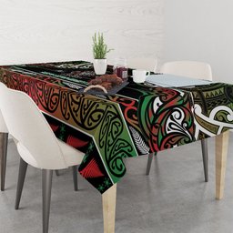 Ngai Tuhoe Aotearoa Meri Kirihimete Tablecloth Maori Kiwi Bird Silver Fern Koru Pattern