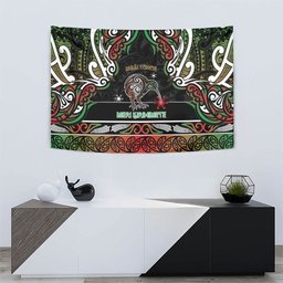 Ngai Tuhoe Aotearoa Meri Kirihimete Tapestry Maori Kiwi Bird Silver Fern Koru Pattern
