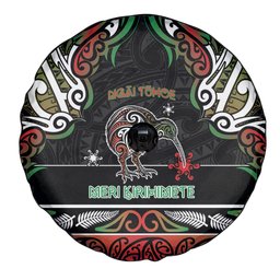 Ngai Tuhoe Aotearoa Meri Kirihimete Spare Tire Cover Maori Kiwi Bird Silver Fern Koru Pattern