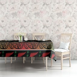 Ngai Tuhoe Aotearoa Meri Kirihimete Tablecloth Maori Kiwi Bird Silver Fern Koru Pattern