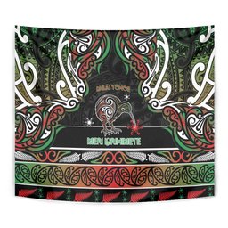 Ngai Tuhoe Aotearoa Meri Kirihimete Tapestry Maori Kiwi Bird Silver Fern Koru Pattern