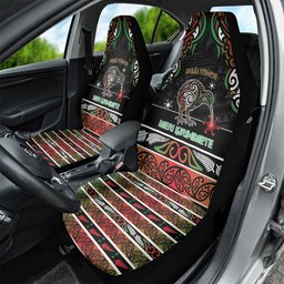 Ngai Tuhoe Aotearoa Meri Kirihimete Car Seat Cover Maori Kiwi Bird Silver Fern Koru Pattern