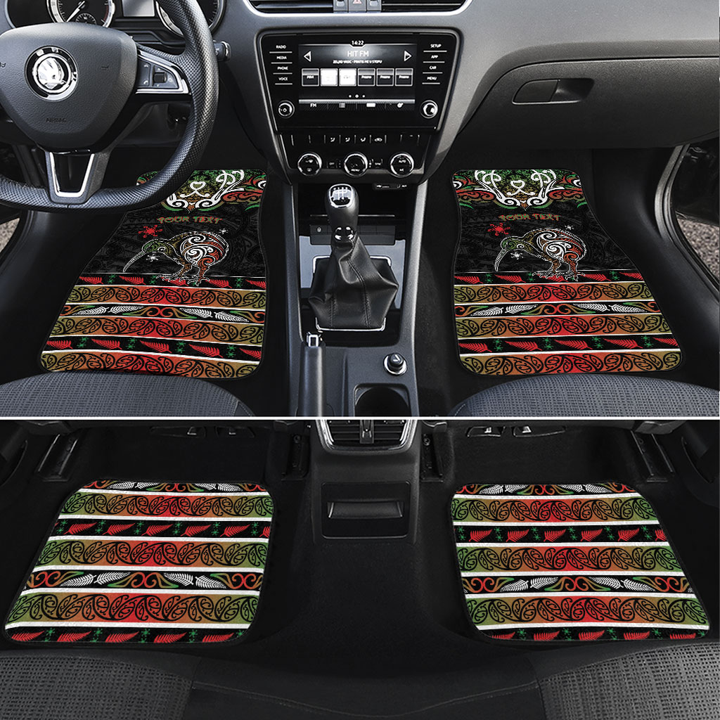 Personalised Ngai Tuhoe Aotearoa Meri Kirihimete Car Mats Maori Kiwi Bird Silver Fern Koru Pattern