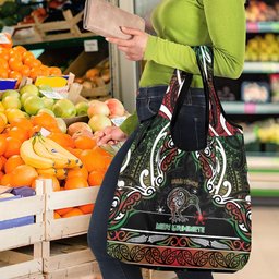 Ngai Tuhoe Aotearoa Meri Kirihimete Grocery Bag Maori Kiwi Bird Silver Fern Koru Pattern