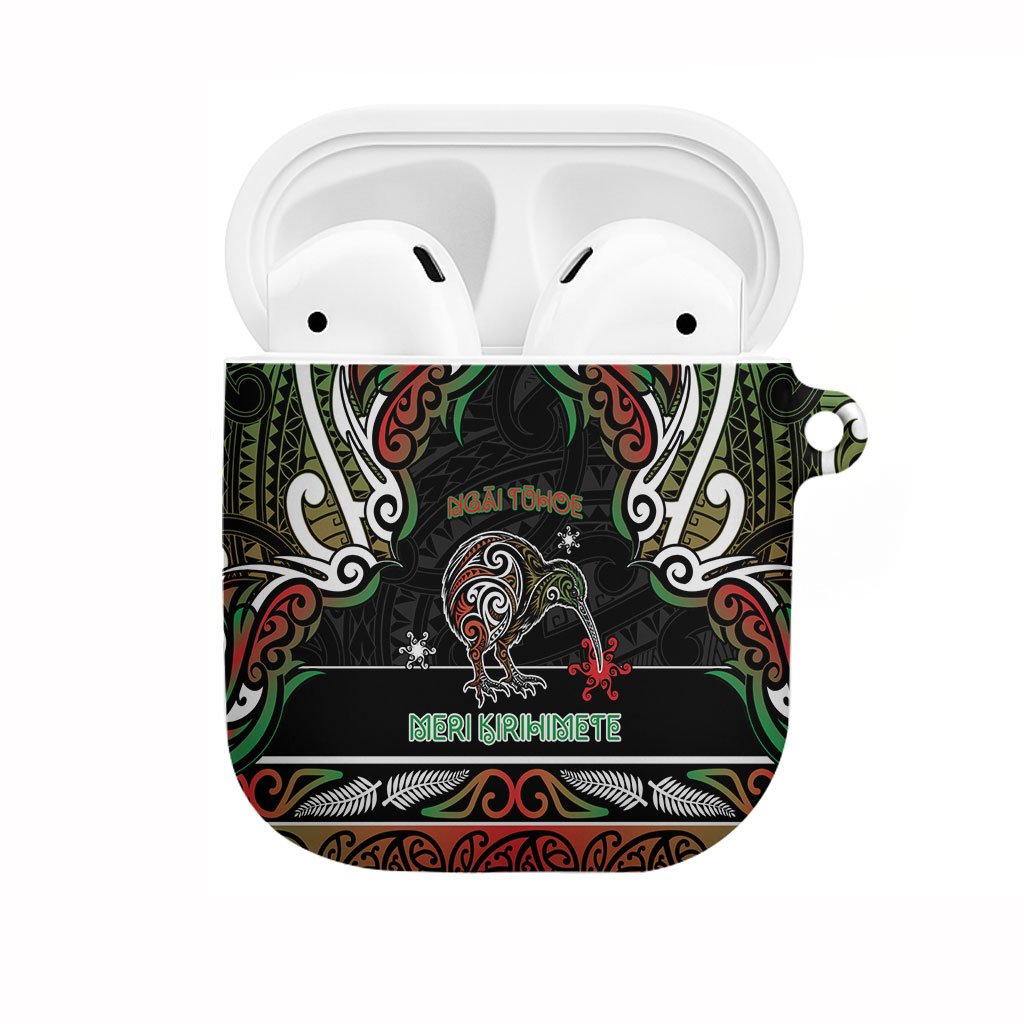 Ngai Tuhoe Aotearoa Meri Kirihimete AirPods Case Maori Kiwi Bird Silver Fern Koru Pattern