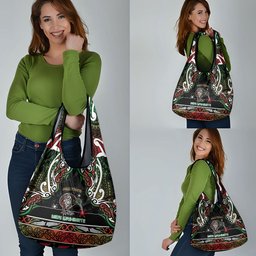 Ngai Tuhoe Aotearoa Meri Kirihimete Grocery Bag Maori Kiwi Bird Silver Fern Koru Pattern