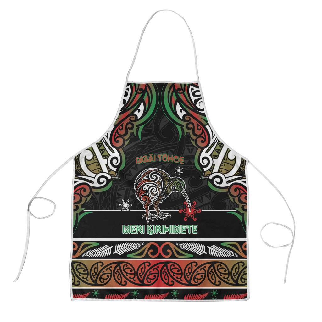 Ngai Tuhoe Aotearoa Meri Kirihimete Apron Maori Kiwi Bird Silver Fern Koru Pattern