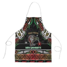 Ngai Tuhoe Aotearoa Meri Kirihimete Apron Maori Kiwi Bird Silver Fern Koru Pattern