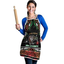 Ngai Tuhoe Aotearoa Meri Kirihimete Apron Maori Kiwi Bird Silver Fern Koru Pattern