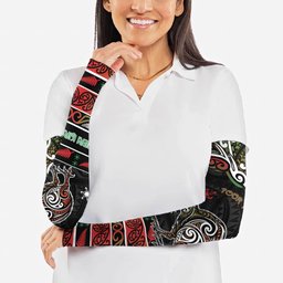 Personalised Ngai Tuhoe Aotearoa Meri Kirihimete Arm Sleeves Maori Kiwi Bird Silver Fern Koru Pattern