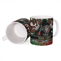 Personalised Ngai Tuhoe Aotearoa Meri Kirihimete Ceramic Mug Maori Kiwi Bird Silver Fern Koru Pattern