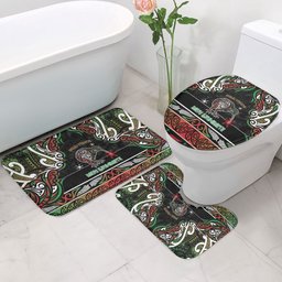 Ngai Tuhoe Aotearoa Meri Kirihimete Bathroom Set Maori Kiwi Bird Silver Fern Koru Pattern
