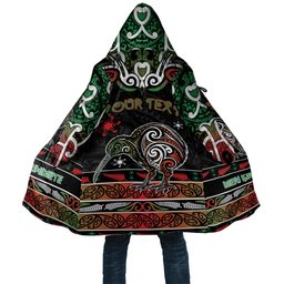 Personalised Ngai Tuhoe Aotearoa Meri Kirihimete Cloak Maori Kiwi Bird Silver Fern Koru Pattern