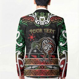 Personalised Ngai Tuhoe Aotearoa Meri Kirihimete Blazer Maori Kiwi Bird Silver Fern Koru Pattern