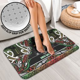 Ngai Tuhoe Aotearoa Meri Kirihimete Bathroom Set Maori Kiwi Bird Silver Fern Koru Pattern
