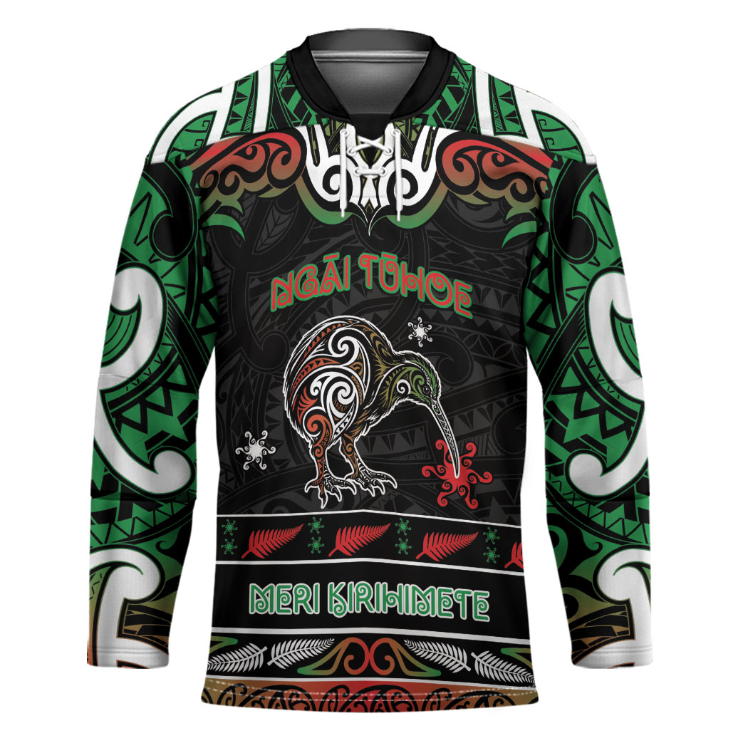 Personalised Ngai Tuhoe Aotearoa Meri Kirihimete Hockey Jersey Maori Kiwi Bird Silver Fern Koru Pattern