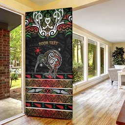Personalised Ngai Tuhoe Aotearoa Meri Kirihimete Door Cover Maori Kiwi Bird Silver Fern Koru Pattern