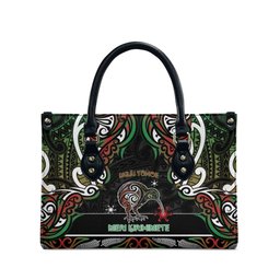 Ngai Tuhoe Aotearoa Meri Kirihimete Leather Bag Maori Kiwi Bird Silver Fern Koru Pattern
