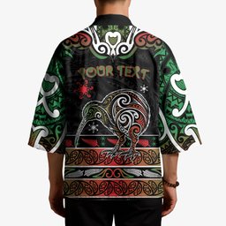 Personalised Ngai Tuhoe Aotearoa Meri Kirihimete Kimono Maori Kiwi Bird Silver Fern Koru Pattern