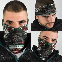 Ngai Tuhoe Aotearoa Meri Kirihimete Neck Gaiter Maori Kiwi Bird Silver Fern Koru Pattern