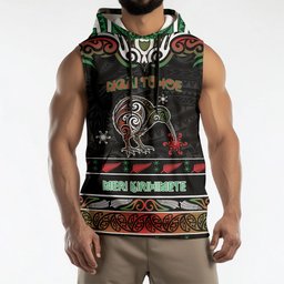 Personalised Ngai Tuhoe Aotearoa Meri Kirihimete Sleeveless Hoodie Maori Kiwi Bird Silver Fern Koru Pattern