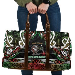Ngai Tuhoe Aotearoa Meri Kirihimete Travel Bag Maori Kiwi Bird Silver Fern Koru Pattern