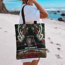 Ngai Tuhoe Aotearoa Meri Kirihimete Tote Bag Maori Kiwi Bird Silver Fern Koru Pattern