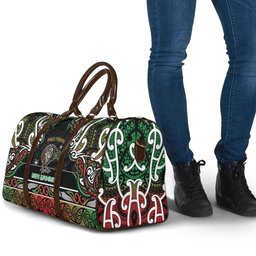 Ngai Tuhoe Aotearoa Meri Kirihimete Travel Bag Maori Kiwi Bird Silver Fern Koru Pattern