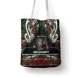 Ngai Tuhoe Aotearoa Meri Kirihimete Tote Bag Maori Kiwi Bird Silver Fern Koru Pattern