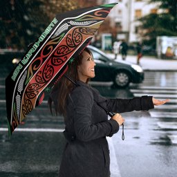 Ngai Tuhoe Aotearoa Meri Kirihimete Umbrella Maori Kiwi Bird Silver Fern Koru Pattern