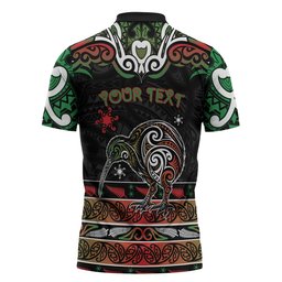 Personalised Ngai Tuhoe Aotearoa Meri Kirihimete Zipper Polo Shirt Maori Kiwi Bird Silver Fern Koru Pattern