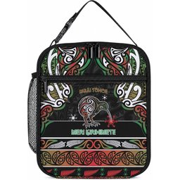 Ngai Tuhoe Aotearoa Meri Kirihimete Lunch Bag Maori Kiwi Bird Silver Fern Koru Pattern