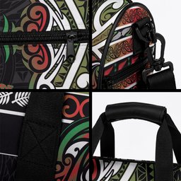 Ngai Tuhoe Aotearoa Meri Kirihimete Duffle Bag Maori Kiwi Bird Silver Fern Koru Pattern