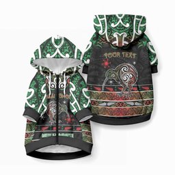 Personalised Ngai Tuhoe Aotearoa Meri Kirihimete Pet Hoodie Maori Kiwi Bird Silver Fern Koru Pattern