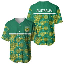 Australia Rugby Kangaroo Baseball Jersey Green Gold Aboriginal Dot Geometry