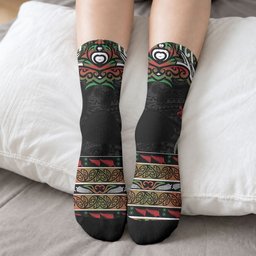 Personalised Ngai Tuhoe Aotearoa Meri Kirihimete Crew Socks Maori Kiwi Bird Silver Fern Koru Pattern