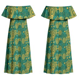 Australia Rugby Kangaroo Couples Matching Off Shoulder Maxi Dress and Hawaiian Shirt Green Gold Aboriginal Dot Geometry