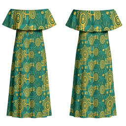 Australia Rugby Kangaroo Family Matching Off Shoulder Maxi Dress and Hawaiian Shirt Green Gold Aboriginal Dot Geometry