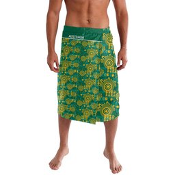 Australia Rugby Kangaroo Lavalava Green Gold Aboriginal Dot Geometry