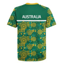 Australia Rugby Kangaroo Rugby Jersey Green Gold Aboriginal Dot Geometry