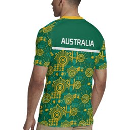 Australia Rugby Kangaroo Rugby Jersey Green Gold Aboriginal Dot Geometry