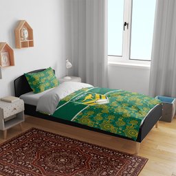 Australia Rugby Kangaroo Bedding Set Green Gold Aboriginal Dot Geometry