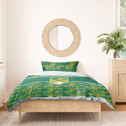 Australia Rugby Kangaroo Bedding Set Green Gold Aboriginal Dot Geometry