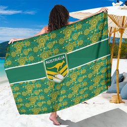 Australia Rugby Kangaroo Sarong Green Gold Aboriginal Dot Geometry