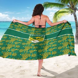 Australia Rugby Kangaroo Sarong Green Gold Aboriginal Dot Geometry