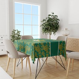 Australia Rugby Kangaroo Tablecloth Green Gold Aboriginal Dot Geometry