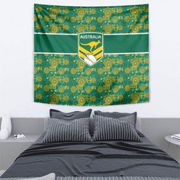 Australia Rugby Kangaroo Tapestry Green Gold Aboriginal Dot Geometry