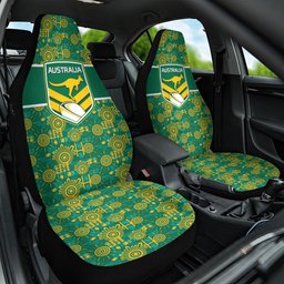 Australia Rugby Kangaroo Car Seat Cover Green Gold Aboriginal Dot Geometry